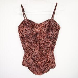 Love Your Assets by Spanx Leopard Print Tan Swim Tankini Top Size Large